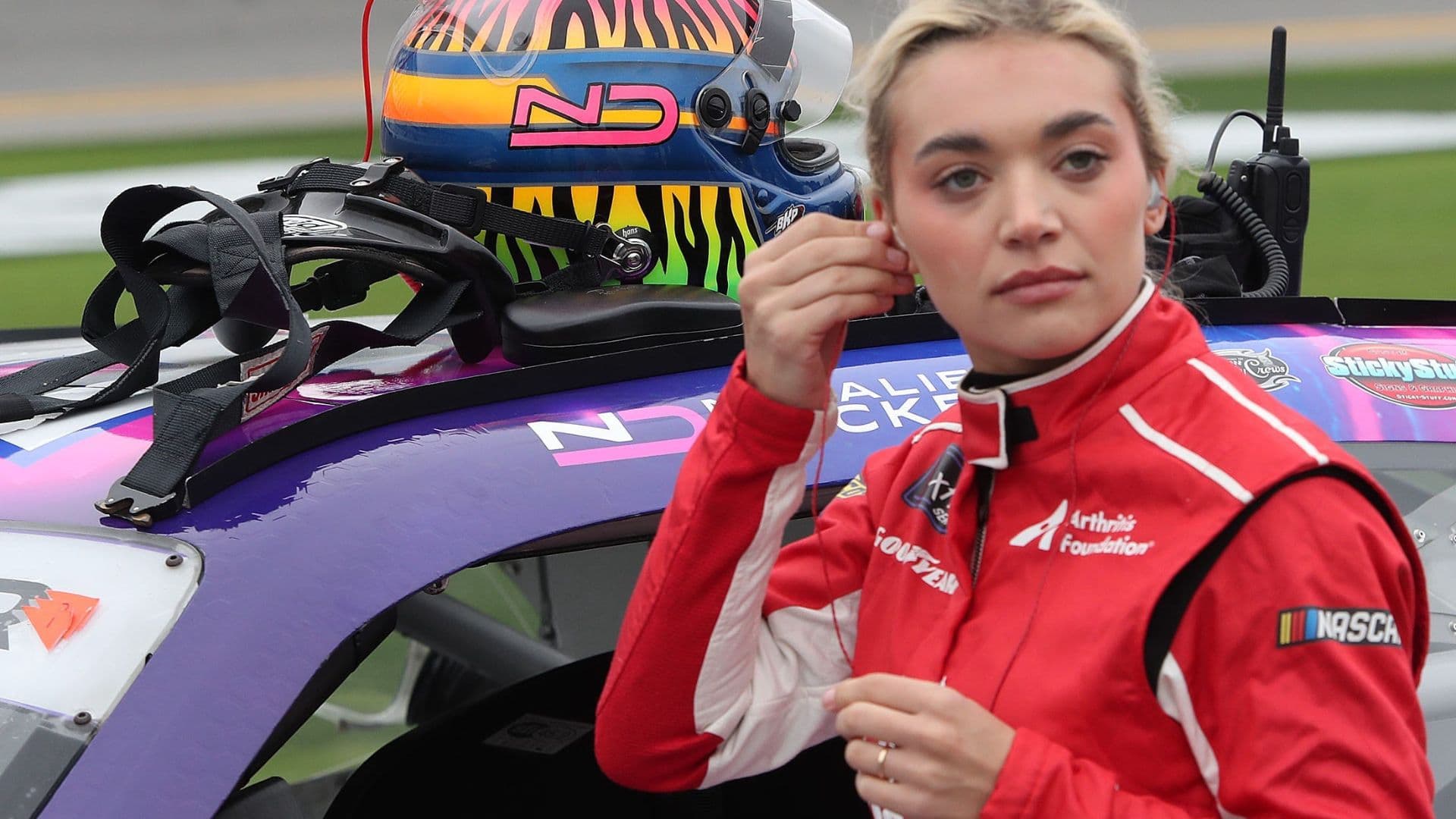 Natalie Decker gets ready for her qualifying run, Saturday, February 17, 2024 for the United Rentals 300 at Daytona International Speedway.