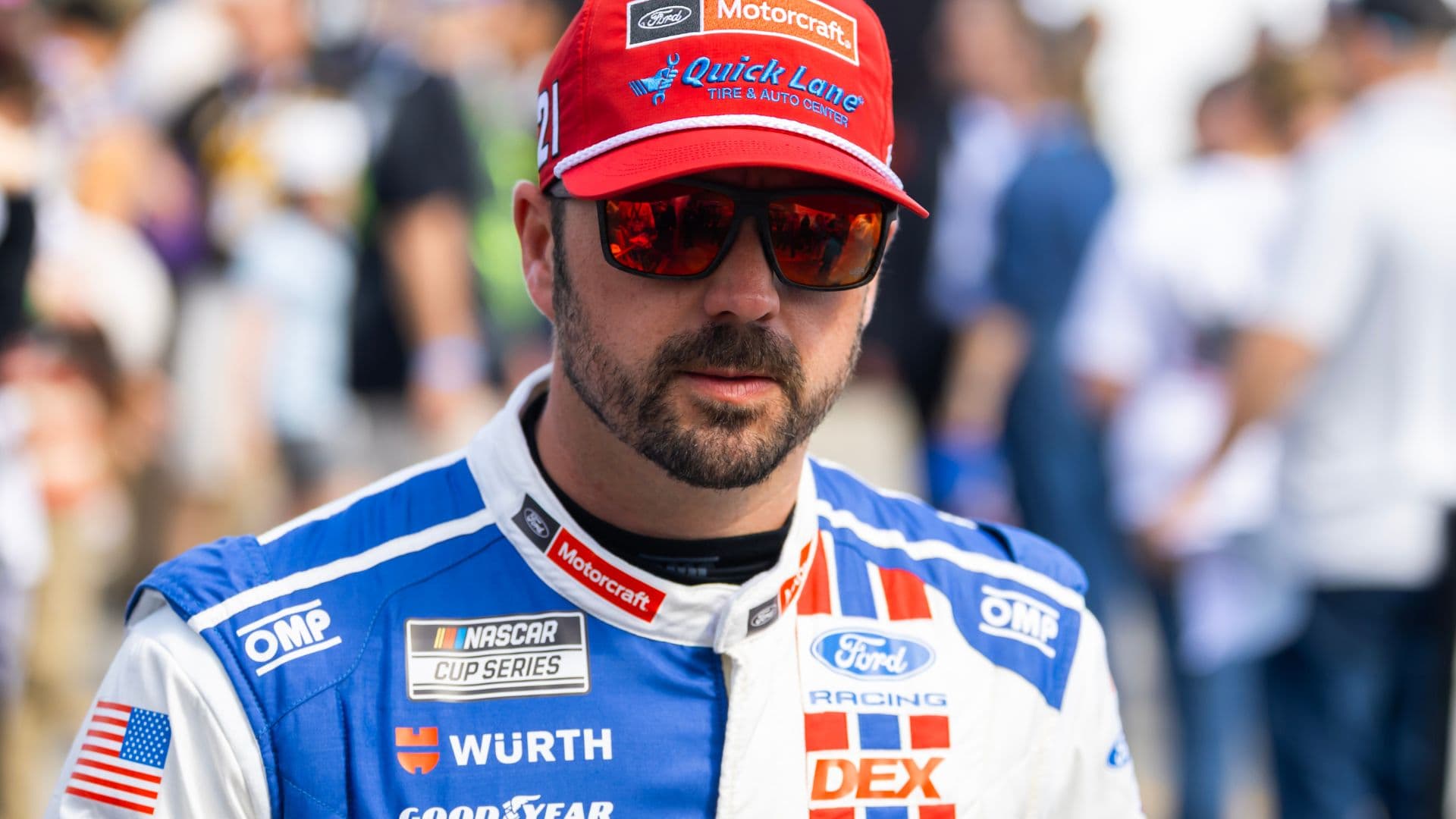Feb 15, 2026; Daytona Beach, Florida, USA; NASCAR Cup Series driver Josh Berry (21) during the 68th running of the Daytona 500 at Daytona International Speedway