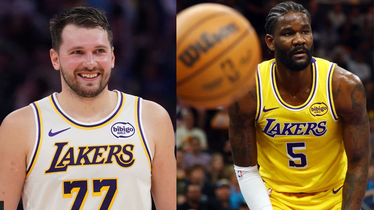 Luka Doncic (L), Deandre Ayton (R)