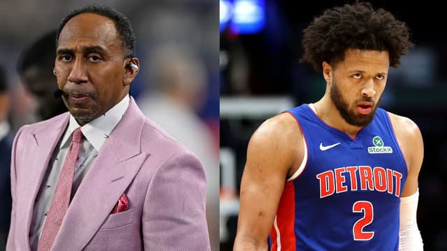 Stephen A. Smith (L), Cade Cunningham (R)